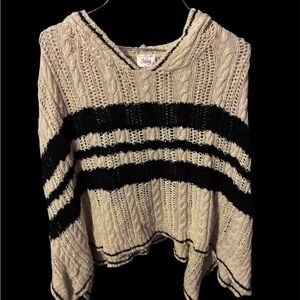 Justice Black and Cream Striped Kids Poncho